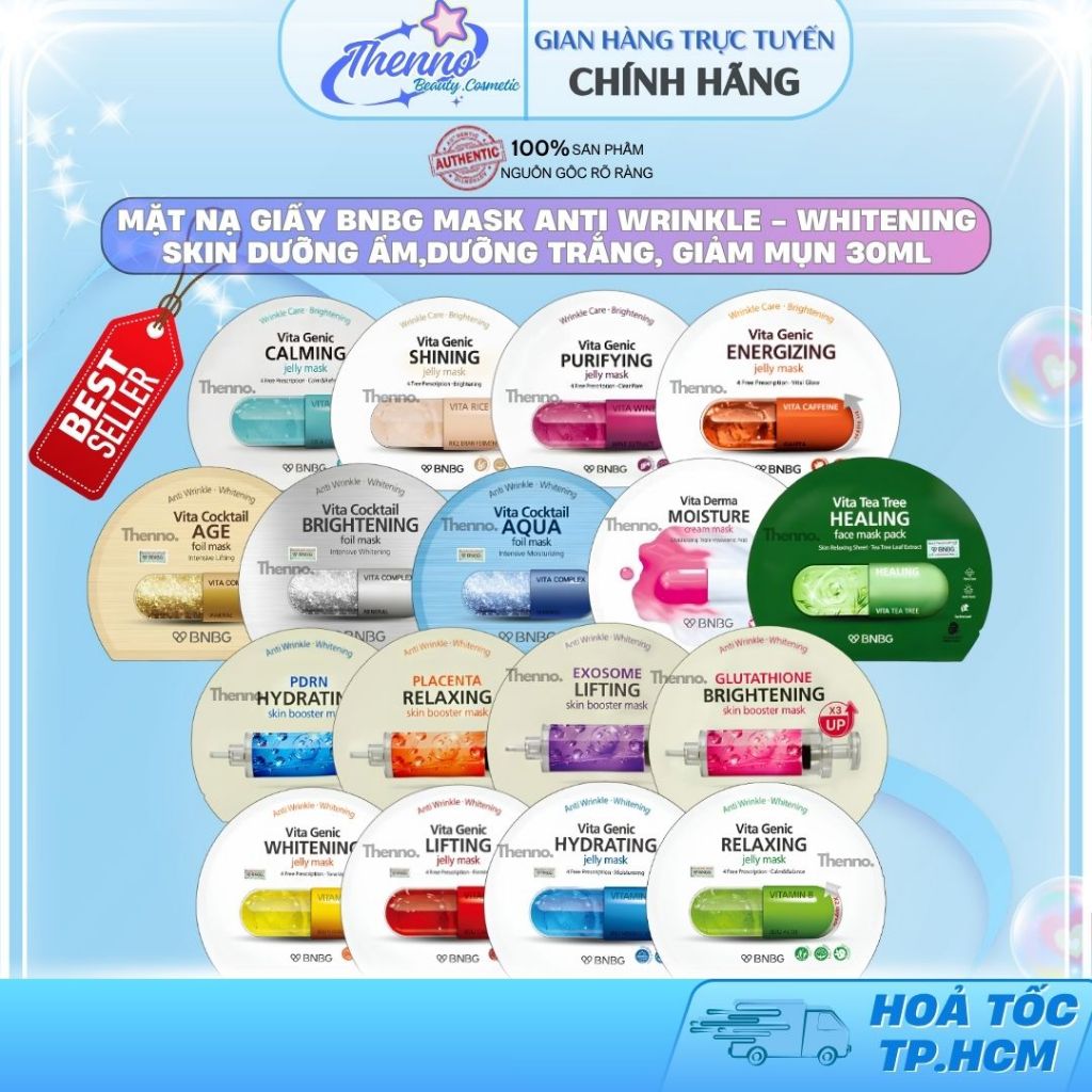 1 Miếng Mặt Nạ Giấy BNBG Mask Anti Wrinkle - Whitening Skin Dưỡng Ẩm,Dưỡng Trắng, Giảm Mụn, Phục Hồi