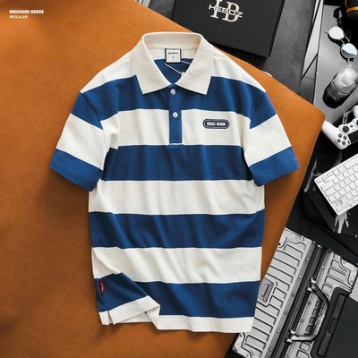 [FORM RỘNG] Áo polo nam HEBOZ large striped 3M, áo thun cổ bẻ sọc ngang form regular- 00003290