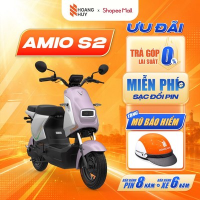 [HN]  Xe Máy Điện VinFast Amio S2 | Có bàn đạp | Pin LFP | Góp 0% Bảo Hành Toàn Quốc