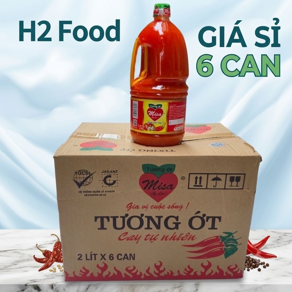 Thùng 6 can Tương ớt Misa đa năng 2 lít - gia vị hàng ngày
