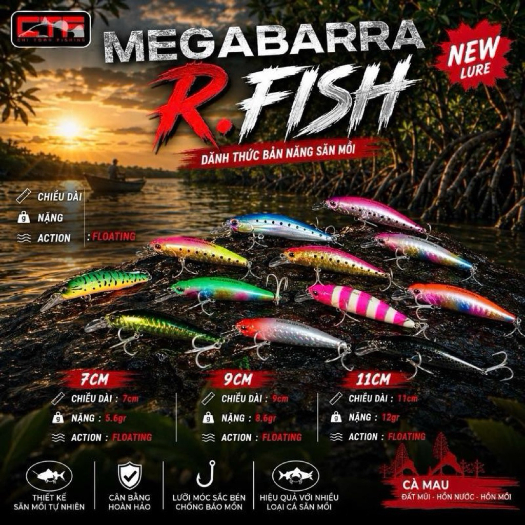 [ CTF ] MỒI CÂU CÁ R.FISH 7CM 9CM 11CM CHÍNH HÃNG MEKONG PRIDE fishing lure