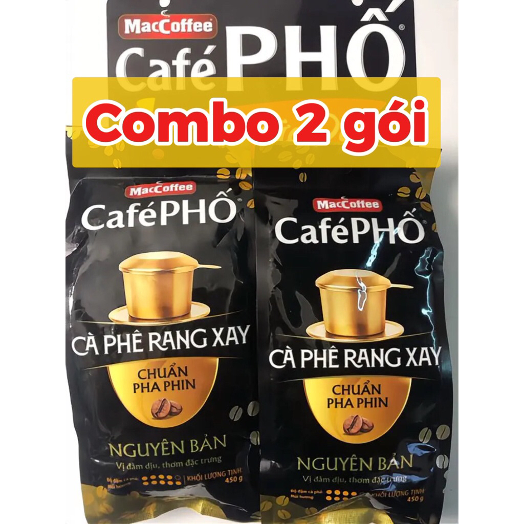 Combo 2 Gói Cà Phê Rang Xay Pha Phin MacCoffee Cafe Phố (450g/Gói) - Hàng Chính Hãng