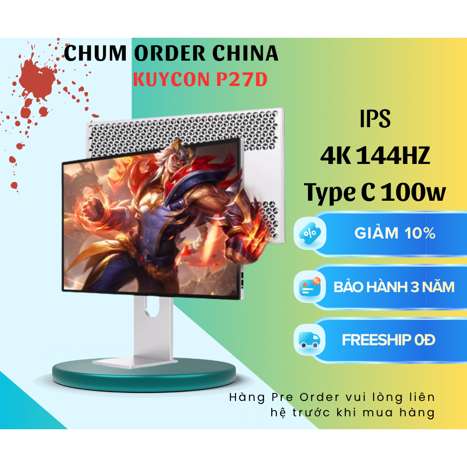 Màn hình Kuycon P27D IPS 4K 144Hz 27 Inch chất liệu nhôm