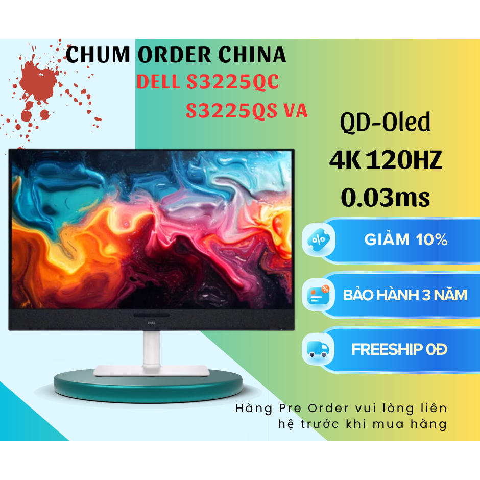 Màn hình Dell S3225QS - S3225QC  32 inch độ phân giải 4K QD-OLED 120hz 0.03msđem lại trải nghiệm siê