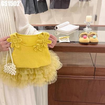 Set Váy Bé Gái Áo Hai Dây Dệt Kim Đính Hoa Khâu Tay Chân Váy Công Chúa Bồng Bềnh MINTSCLOSET GS1502