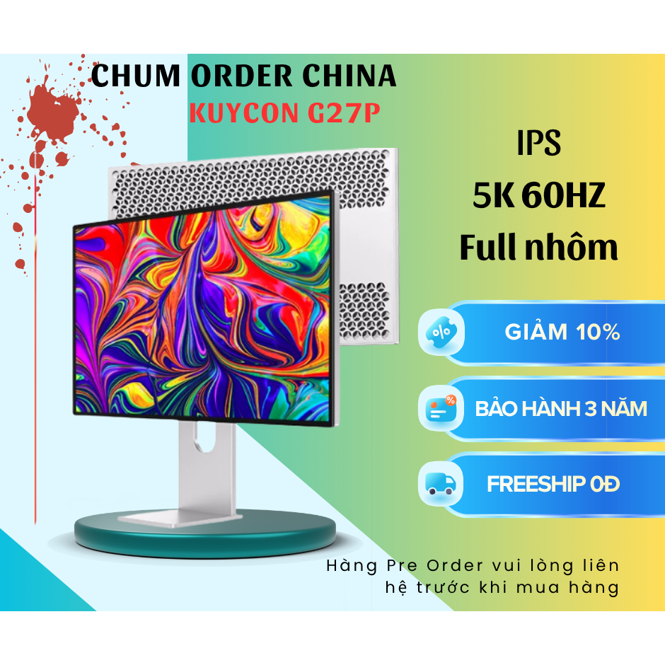 [ Bảo hành 3 năm ] Màn hình Kuycon G27P IPS 5K 60Hz 27 Inch Full nhôm đẹp như Studio
