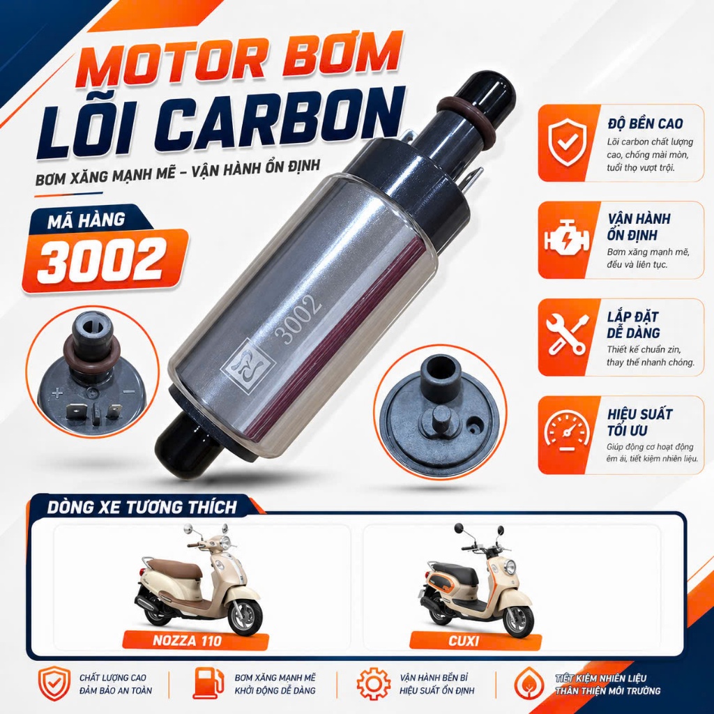 Motor Bơm Lõi Carbon xe Nozza 110cc, Cuxi