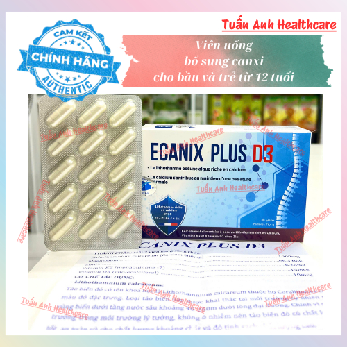 Ecanix Plus D3 viên uống bổ sung canxi hữu cơ H/30v cho mẹ bầu, trẻ em từ 12 tuổi