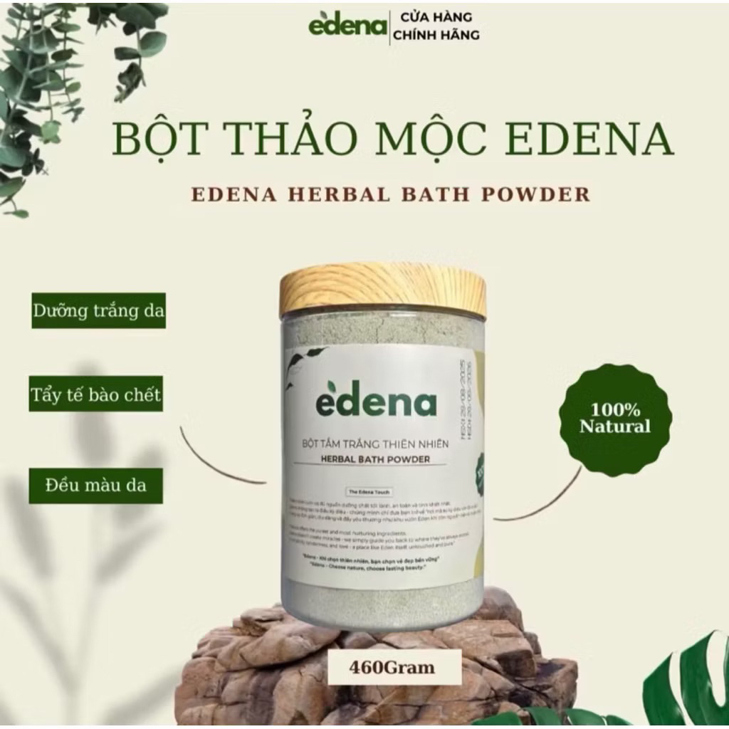 Bột Tắm thảo mộc Edena 460gr, Dưỡng Trắng Mịn Tự Nhiên, An Toàn
