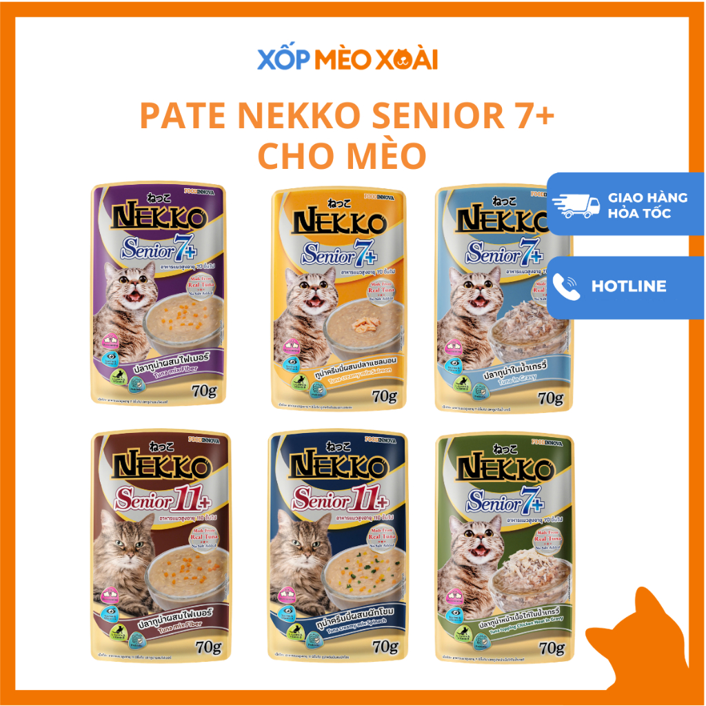 [GÓI LẺ] Pate Nekko Senior 7+ Cho Mèo Trên 7 Tuổi - Pate Cho Mèo Già Nekko