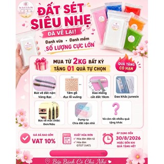 Đất sét pha màu (siêu nhẹ tự khô), Mịn, dẻo dễ nặn, làm hoa/mô hình