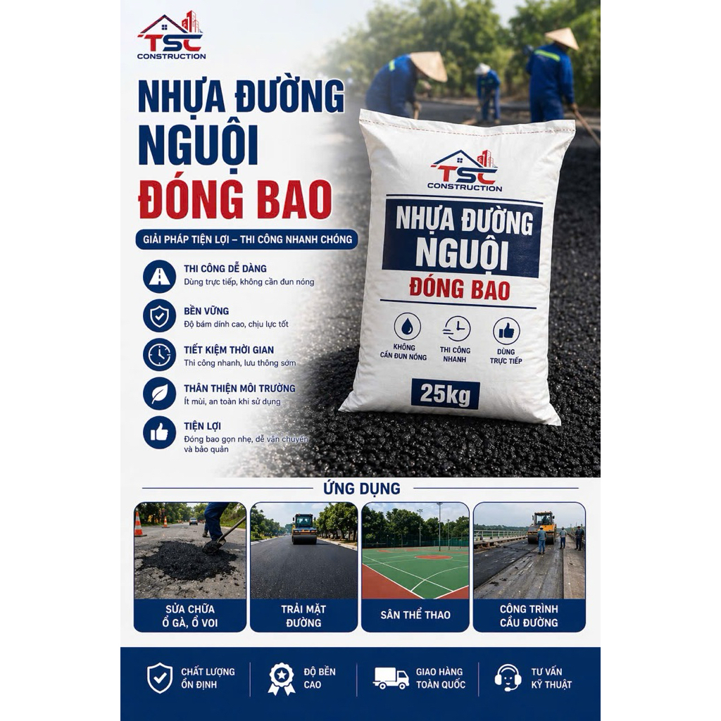 Nhựa Đường Nguội Đóng Bao 25kg - Cacboncor Asphalt