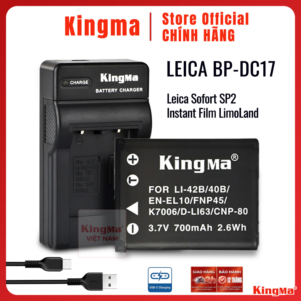 Kingma Leica BP-DC17 | Pin và sạc máy ảnh Leica Sofort SP2 Instant Film Leica SOFORT li40 li42