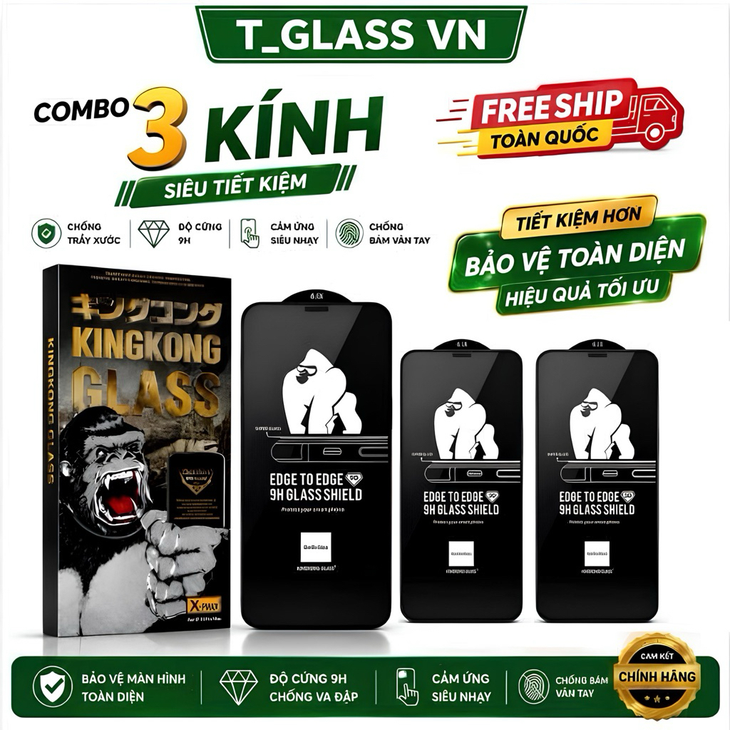 [3TTT] Kính cường lực KinhKong full màn cho Iphone 17 16 15 pro max ,15 pro 14 pro max 15PROMAX ,/..