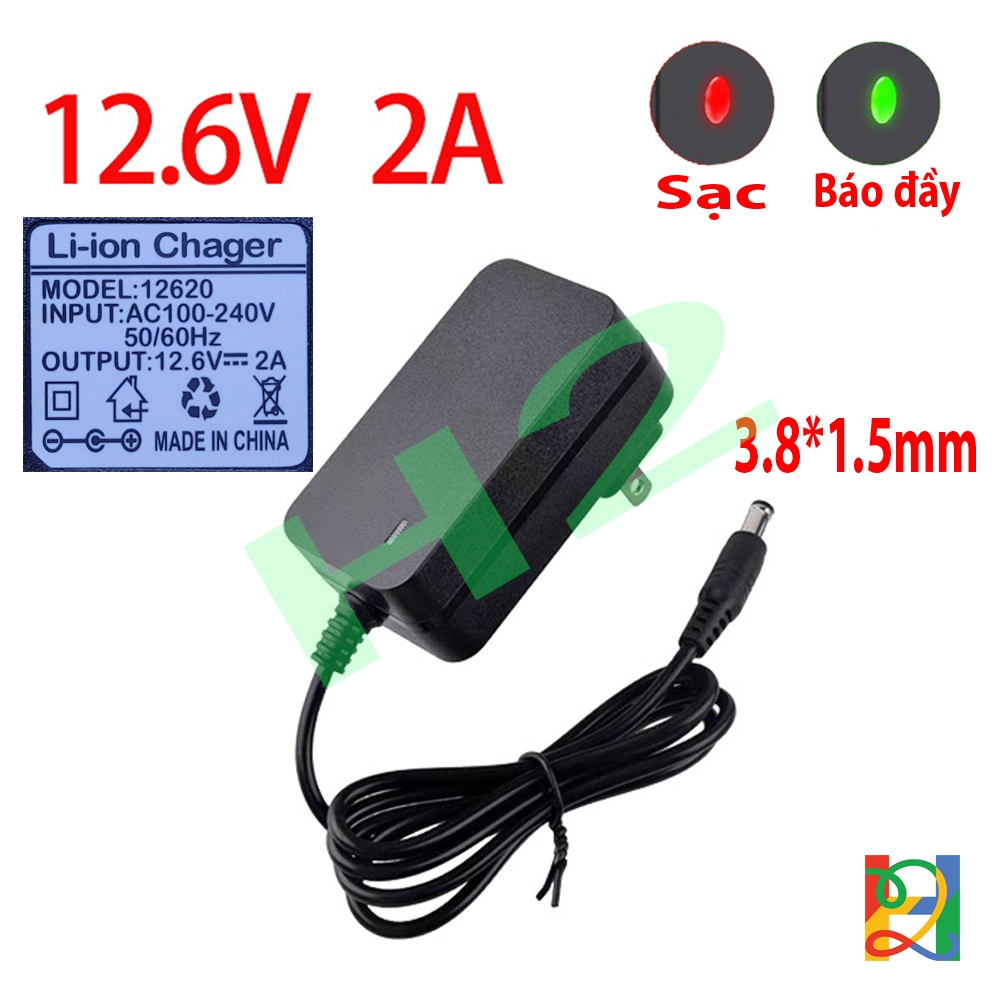 Sạc pin áo điều hòa 3S điện áp đầu ra 12.6V 2A có đèn báo trạng thái sạc pin chân sạc DC3.8*1.5 mm