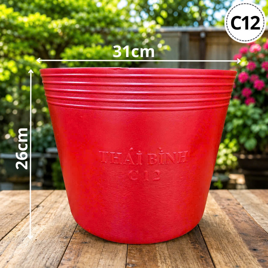 [50 Cái] Chậu Nhựa Đỏ C12 [GIÁ TẠI XƯỞNG] - Chậu Nhựa Thái Bình