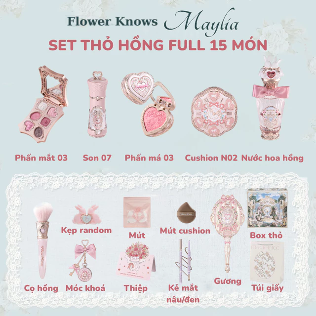 [HOẢ TỐC] Set VƯỜN THỎ HỒNG Mỹ Phẩm Makeup Quà Tặng FLOWER KNOWS Bunny Garden