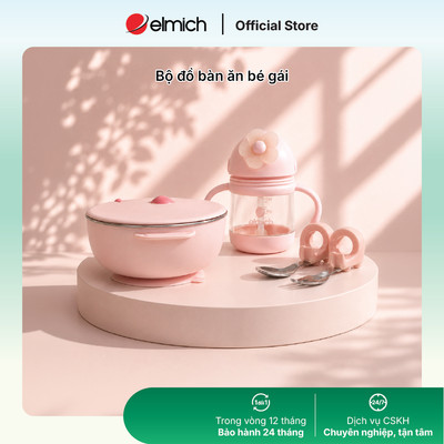 Bộ đồ bàn ăn cho bé ( Bát ăn dặm + Bình nước + bộ thìa dĩa)