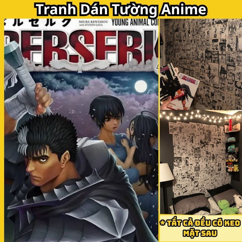 Combo 100 giấy dán tường anime BERSERK manga wall