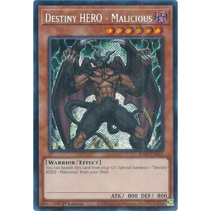 Thẻ Bài Yugioh RA03-EN001 - Destiny HERO - Malicious - Effect Monster - Secret Rare