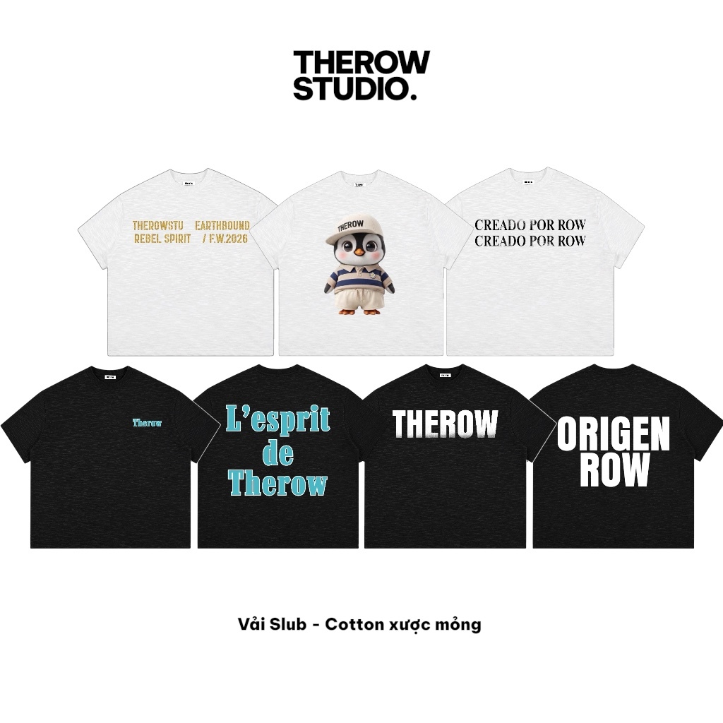 [ Cotton Xược ] TR19 Áo Thun Boxy Vải Slub Mỏng Mát Local Brand THEROW Tay Ngắn Form Rộng Unisex Nam Nữ Hot Trend | BigBuy360 - bigbuy360.vn