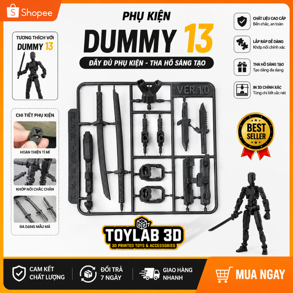 Bộ Phụ Kiện Vũ Khí Dummy 13 Weapon Pack Lắp Ráp Mô Hình Action Figure