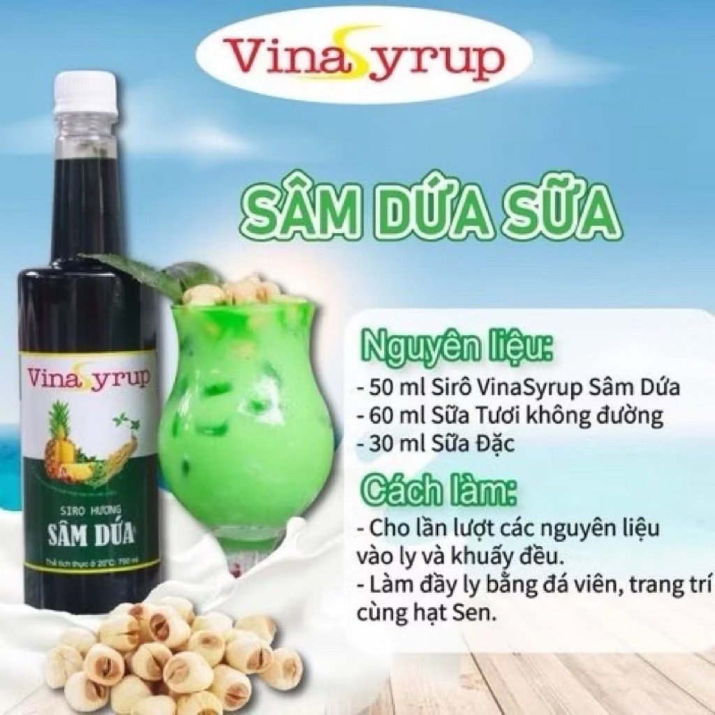 Thùng 12 chai Siro Sâm Dứa Sữa 750ml Vinasyrup