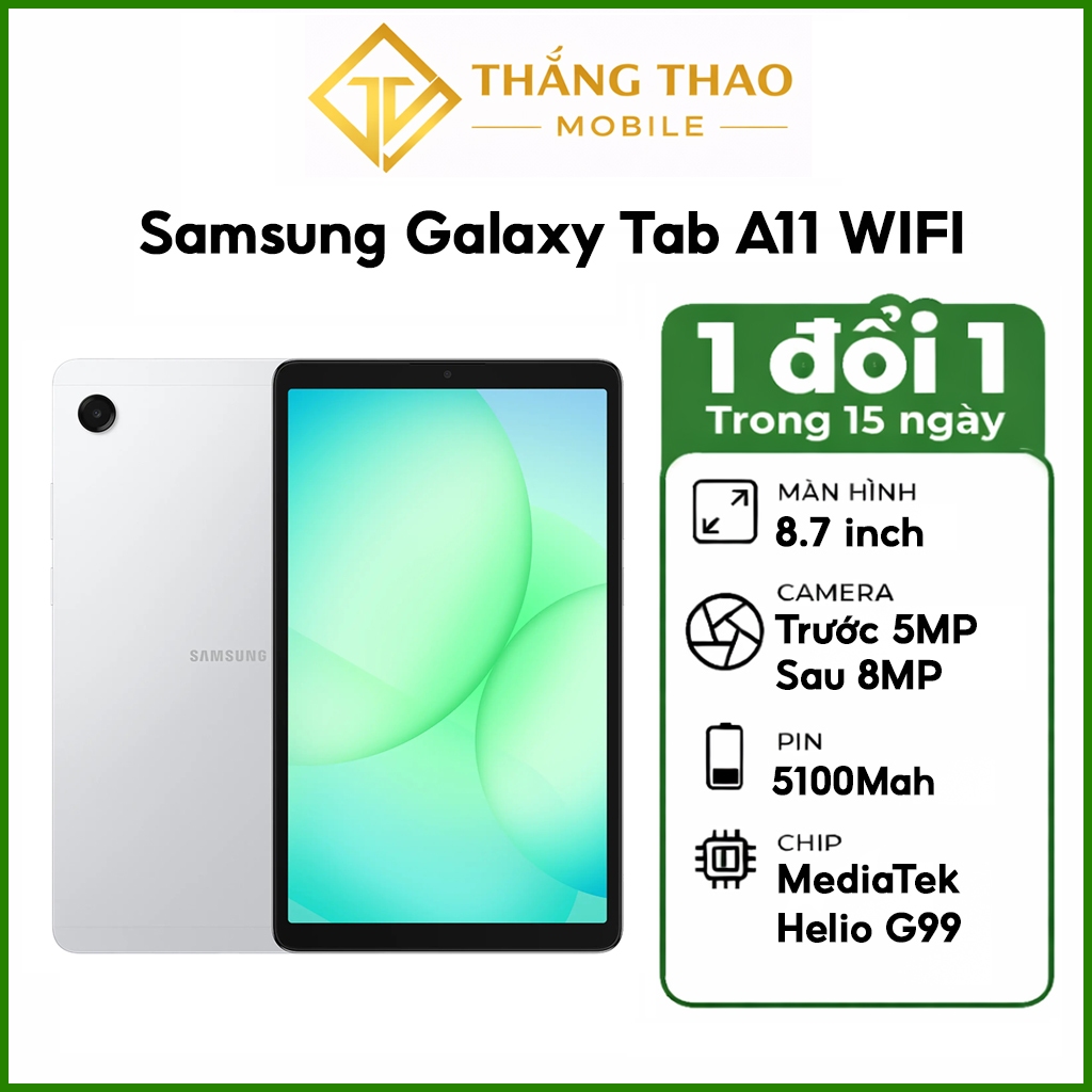 Máy tính bảng Samsung Galaxy Tab A11 Wifi (4GB/64GB) MediaTek Helio G99,Màn hình 8.7inch - Hàng chín