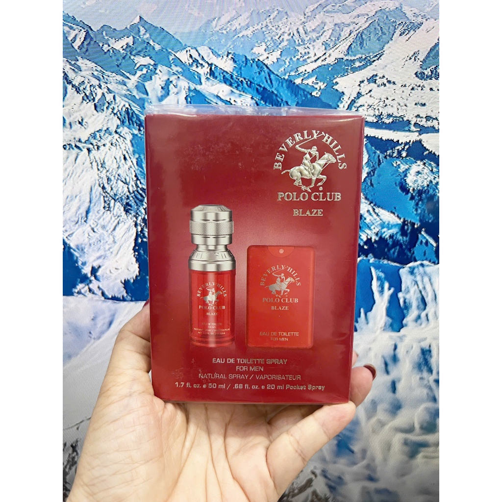 Set nước hoa nam Beverly Hills Polo Club Blaze EDT 50ml kèm chai xịt bỏ túi mini 20ml của Mỹ