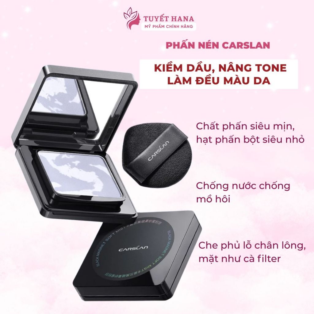 Phấn Phủ Nén kiềm dầu Carslan 24h Phấn Phủ trang điểm Lâu Trôi Kiềm Dầu 8g Carslan
