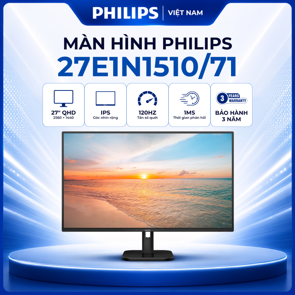Màn hình Văn phòng PHILIPS 27E1N1510/71 27 inch 2K (QHD / IPS / 120Hz / 1ms) - HÀNG CHÍNH HÃNG
