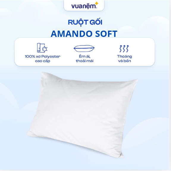 Gối bông Amando Soft 45x65cm nâng đỡ nhẹ nhàng êm ái, thoáng khí