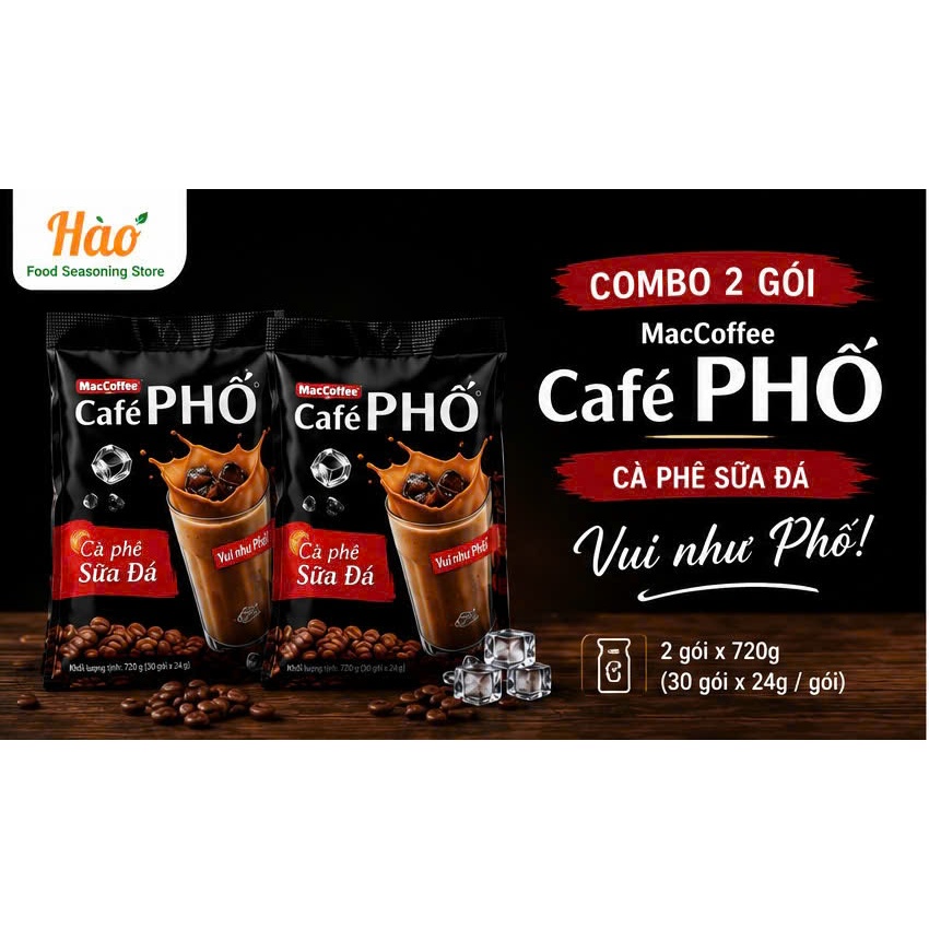 Combo 2 bịch Cafe phố sữa đá ( bịch 30 gói x 24g ). Cafe phố - vui như phố