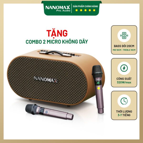 Loa Karaoke Xách Tay Nanomax K-05 Bass Đôi 20cm 320w