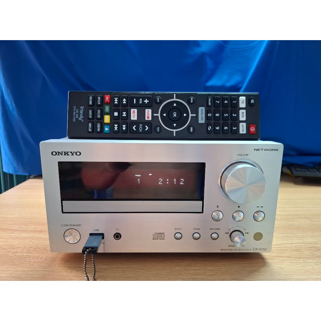 Amply ONKYO CR-N755, ship Nhật, hoạt động tốt CD/USB/line in/giải mã quang 24bit/196Khz