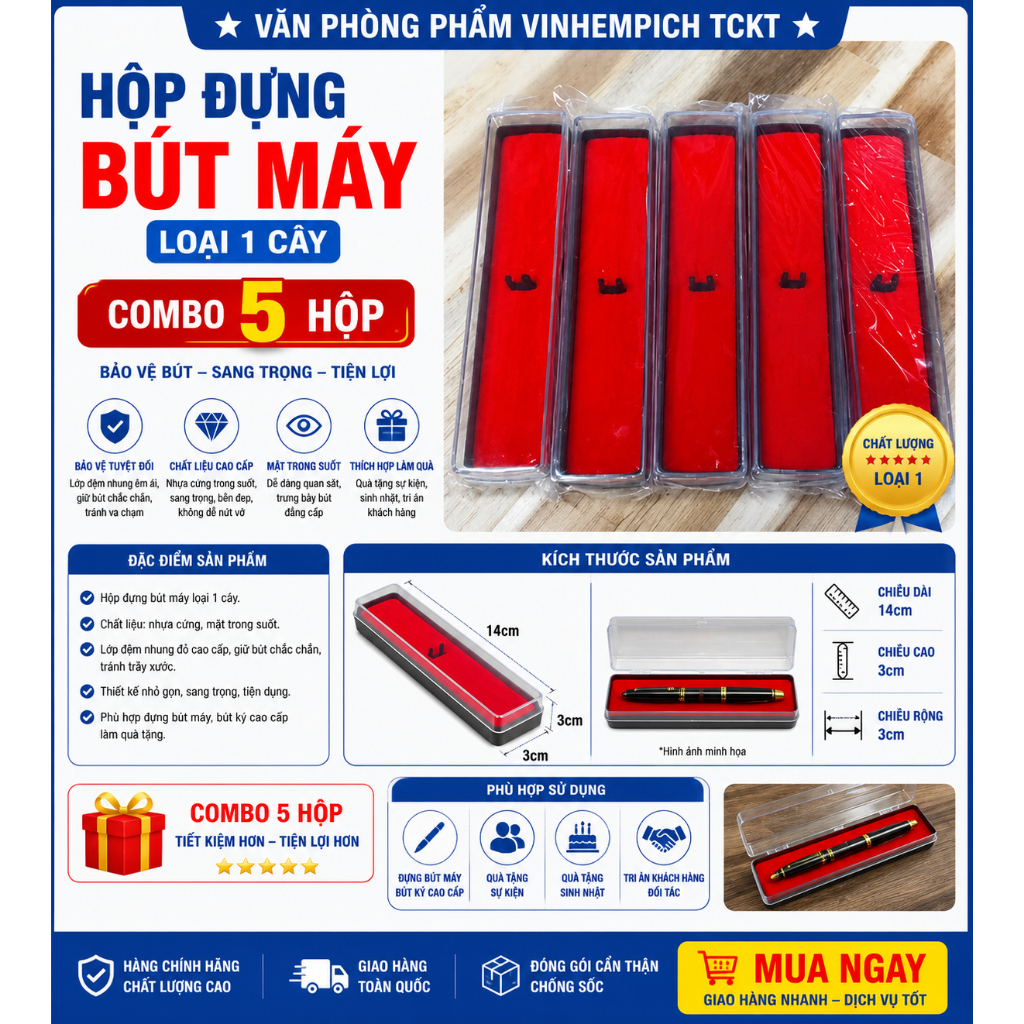 combo 5 Hộp đựng bút máy