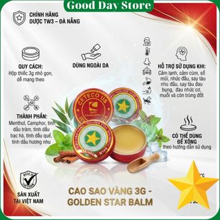 Cao Sao Vàng ( Dầu Cù Là) Dược TW3 3gr,Cao Xoa Ngoài Da ,Dạng Hộp Nhỏ Gọn,Dễ Sử Dụng
