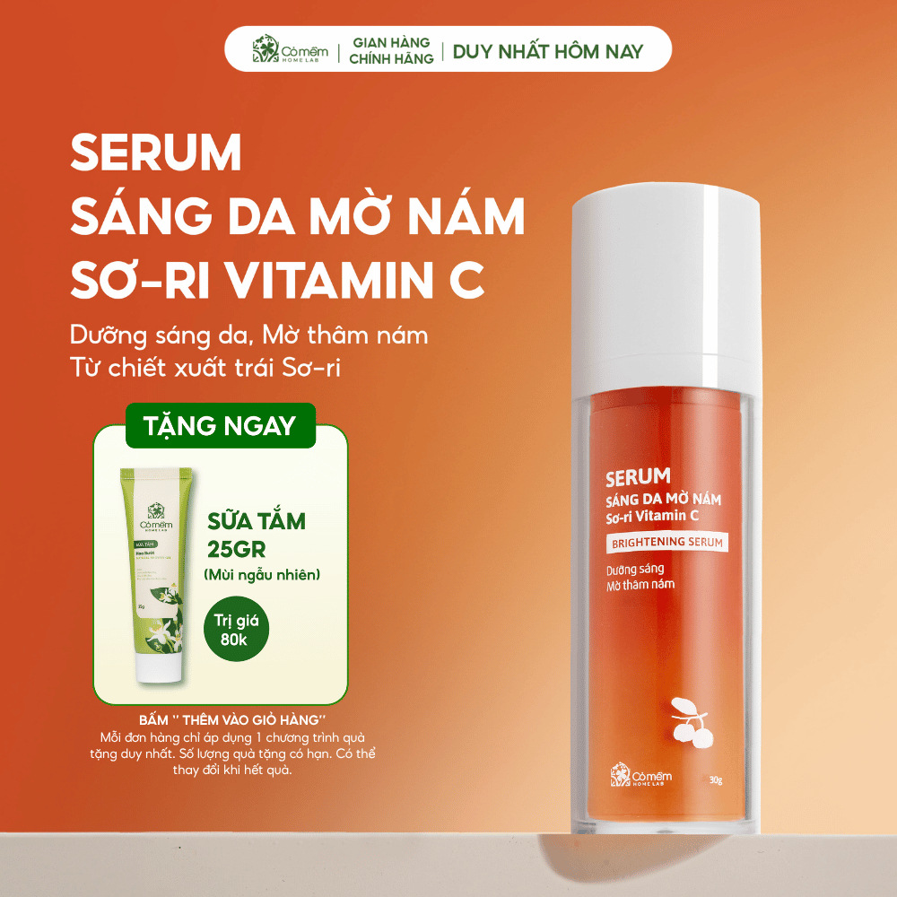 Serum Vitamin C Giúp Sáng Da Mờ Vết Nám Tàn Nhang Dưỡng Da Chiết Xuất Sơ Ri Cỏ Mềm 30gr