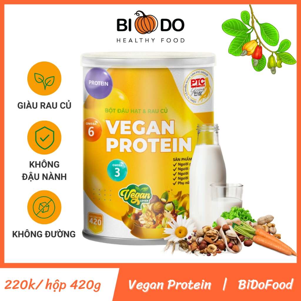 Vegan Protein Bột Ngũ Cốc Dinh Dưỡng 420g - BiDoFood - Bổ Sung Protein Thực Vật