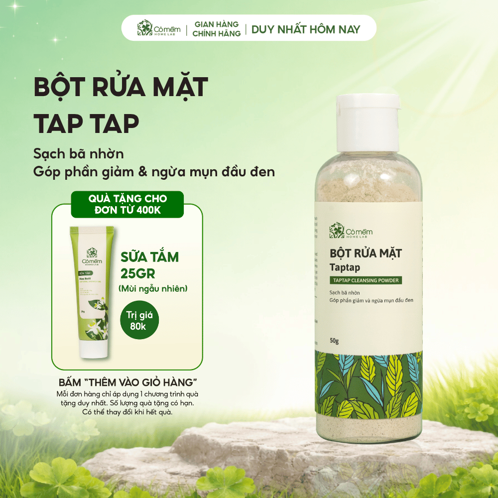 Bột Rửa Mặt Taptap Giảm Mụn Ẩn Mụn Đầu Đen Cỏ Mềm 50g