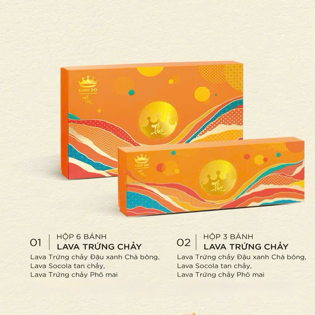 Bánh trung thu Kinh Đô Lava trứng chảy hộp 6 bánh/ 3 bánh