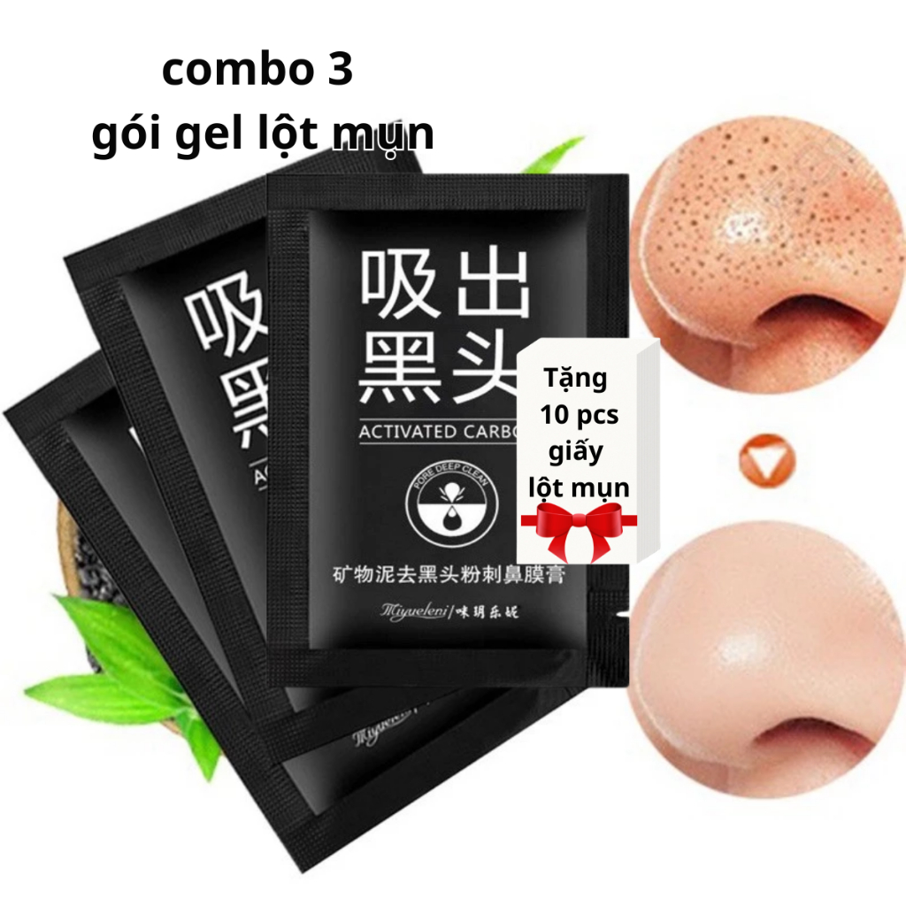 Combo 3 gói gel lột mụn đầu đen, mụn cám Hanseoul 6g, dùng  gel lột mụn Blackhead mask, tặng kèm 10 