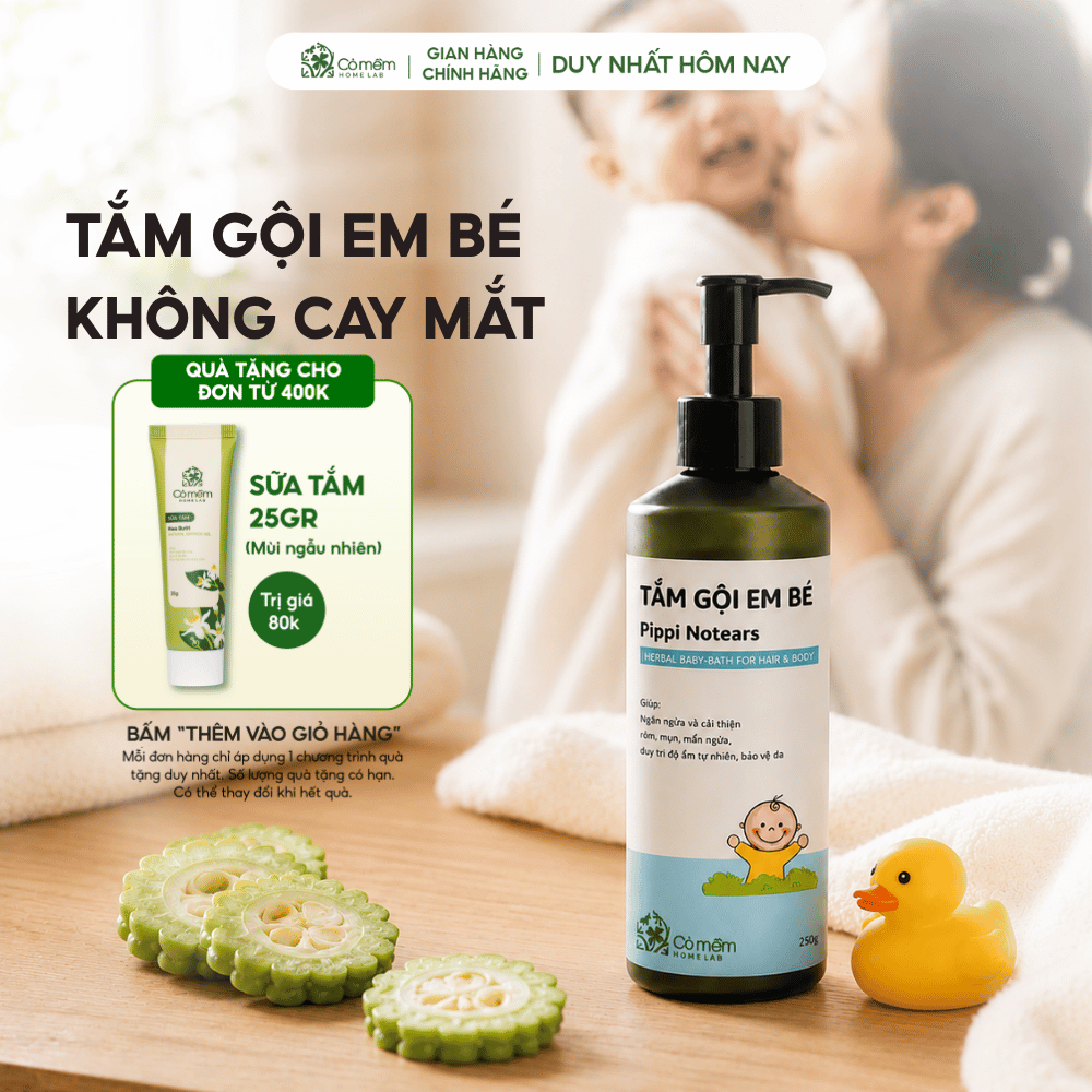 Sữa Tắm Gội Thảo Dược Cho Bé Yêu Pippi Notears Cỏ Mềm 250g