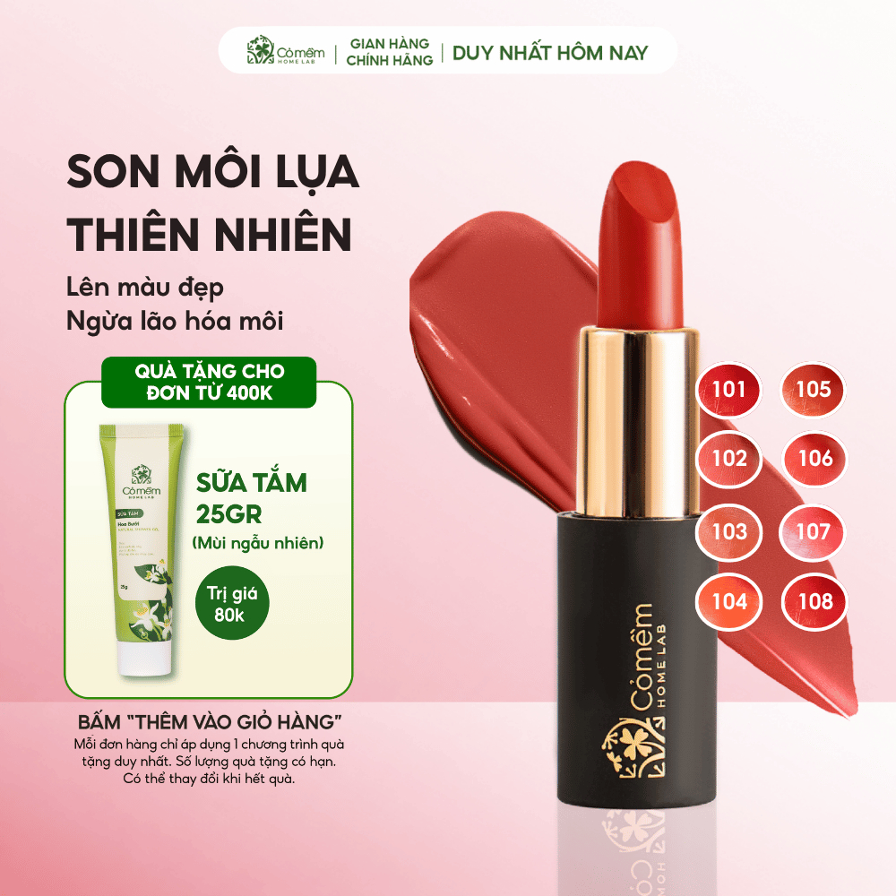 Son Môi Lụa Thành Phần Thiên Nhiên Bảng Màu Đẹp Đa Dạng Cỏ Mềm 4g