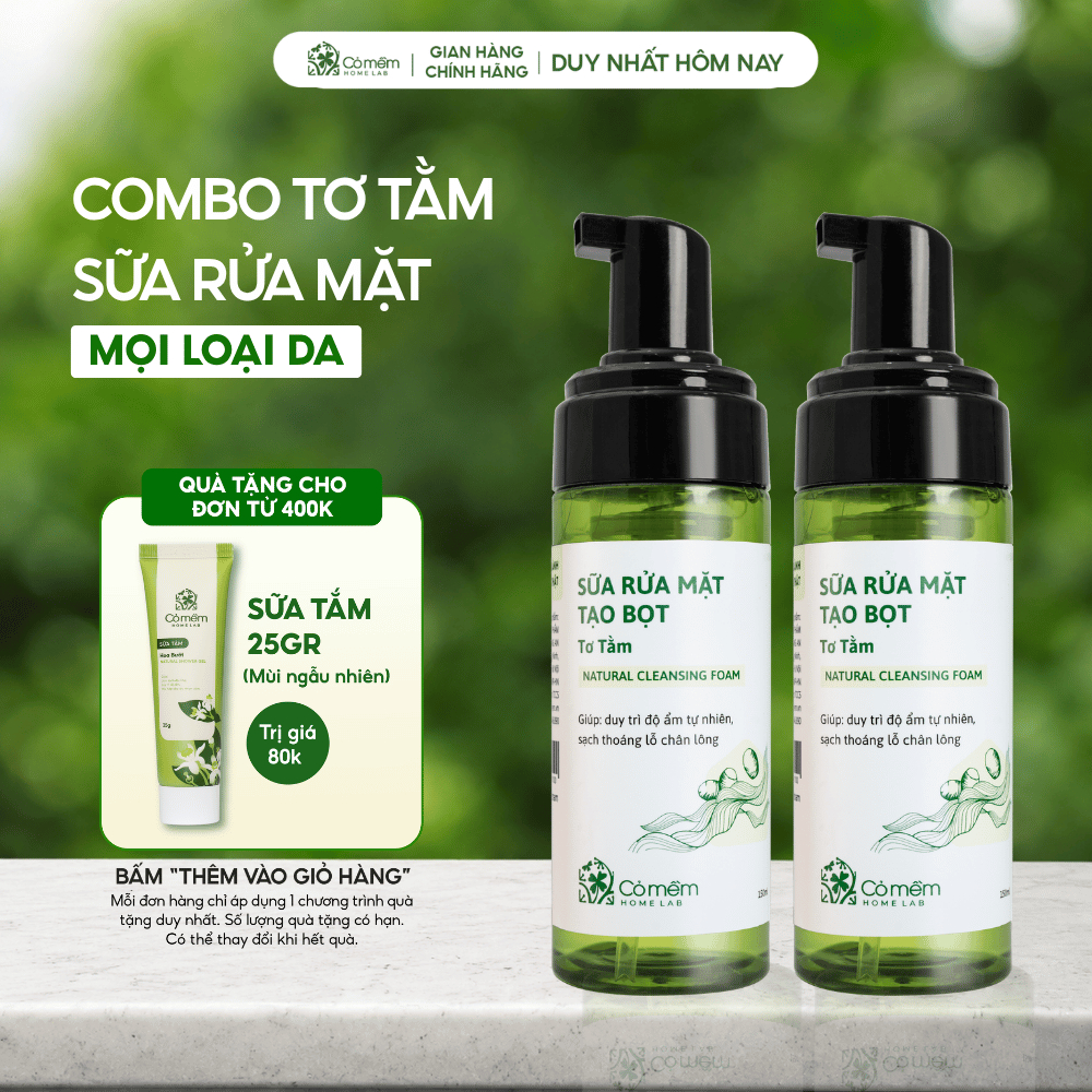Bộ 2 Chai Sữa Rửa Mặt Tạo Bọt Sạch Sâu Không Khô Da Dành Cho Da Dầu Khô Thường Cỏ Mềm