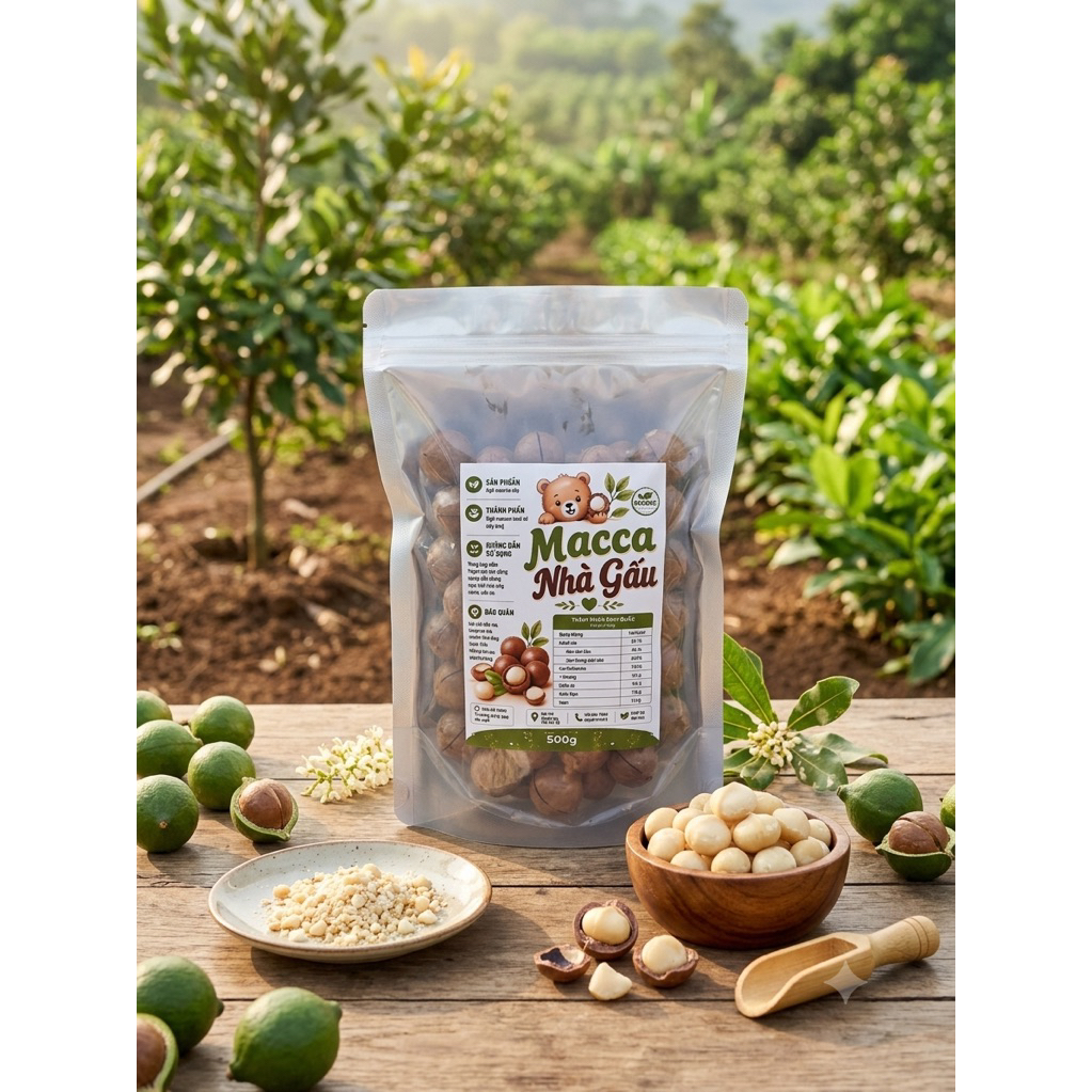 1kg Hạt Macca sấy Đăk Lăk nứt vỏ size vừa ( tặng kèm dụng cụ tách vỏ)