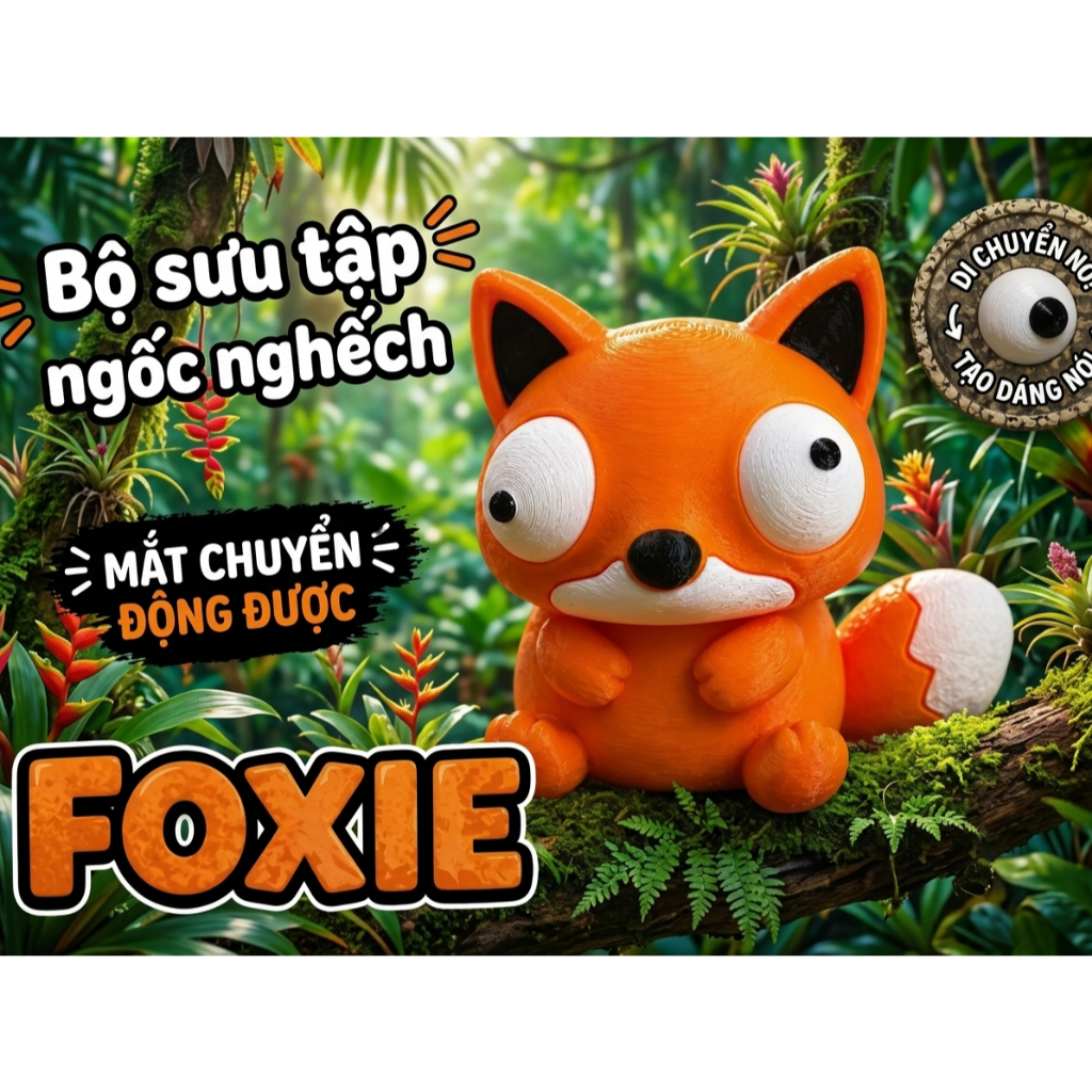 Mô Hình Cáo Ngốc Nghếch (FOXIE) In 3D - Đồ Chơi Lắp Ghép DIY / Decor Bàn Học, Bàn Làm Việc Vui Nhộn