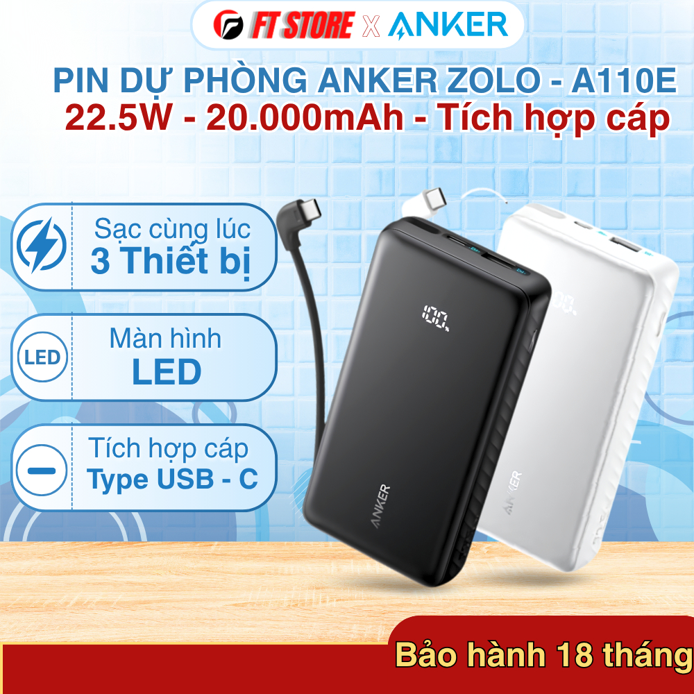 [GIAO HỎA TỐC] Sạc dự phòng Anker A1684 10.000 30W mAh hỗ trợ sạc không dây, nhiều màu sắc - BH12TH