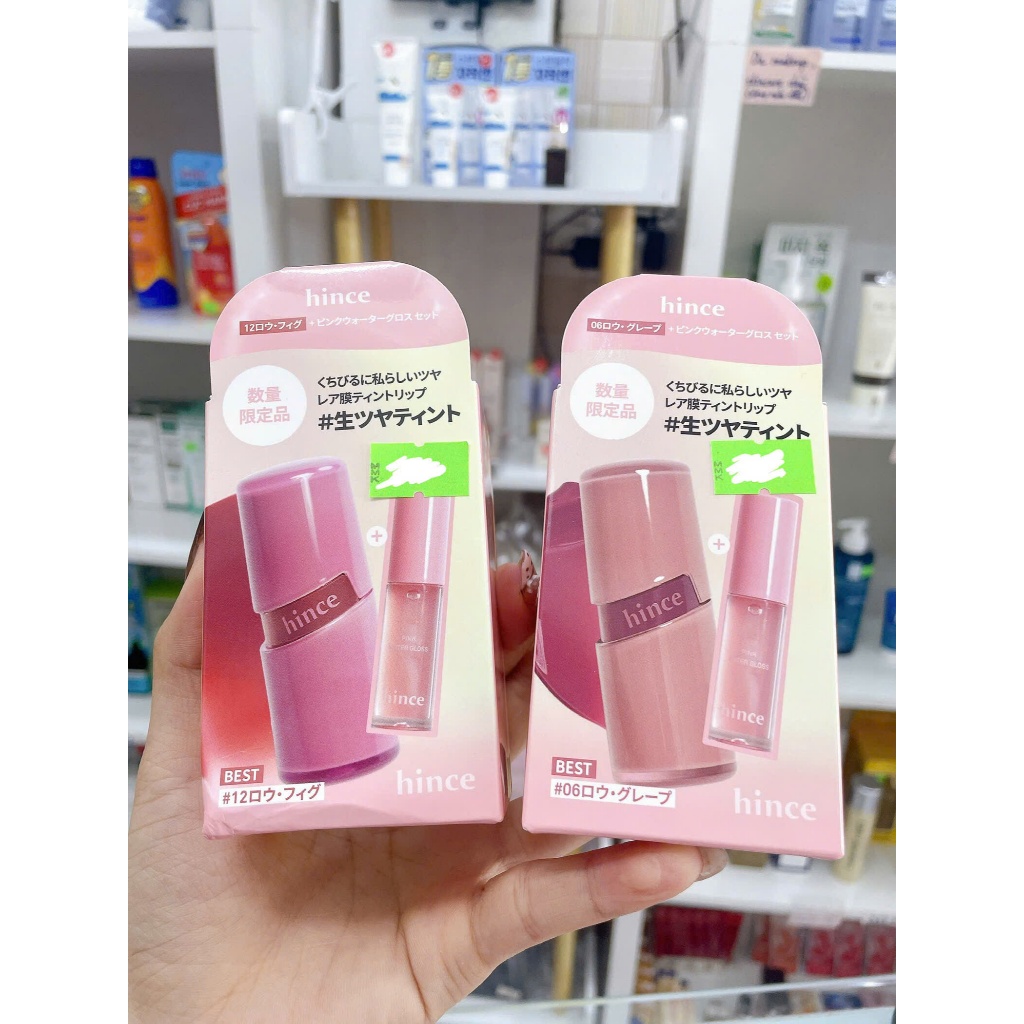Set 2 son : Hince Raw Glow Gel Tint gồm 1 cây full tặng 1 cây son bóng Mute Switch Gloss