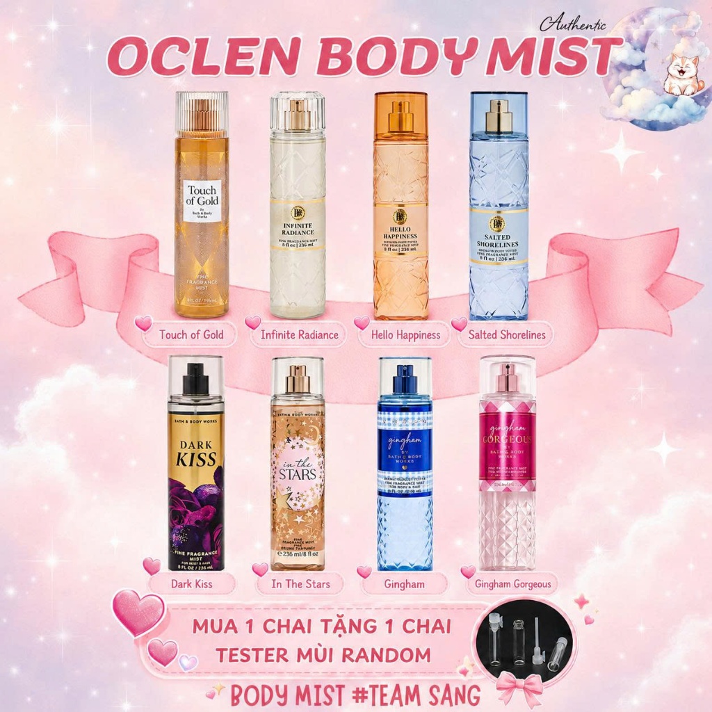 [ BBW - Hàng Chính Hãng ] Xịt thơm toàn thân mùi Best Seller : Infinite Radiance - Touch Of Gold - G